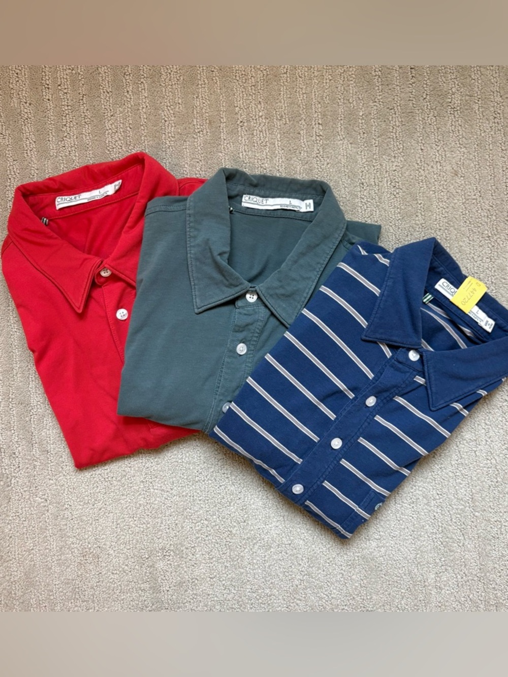 Criquet Men's Polo Bundle - Red, Green, Navy Stripe